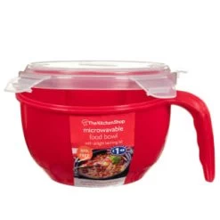 B&M Microwavable Food Bowl With Handle -Kitchen Supplies Store 304743 Microwavable Food Bowl with Handle red1