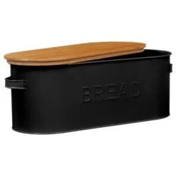 B&M The Organised Kitchen Bread Bin - Black -Kitchen Supplies Store 334654 russell hobbs oval bread bin with wooden lid grey 71