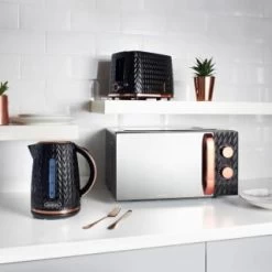 Goodmans Textured 2 Slice Toaster - Black & Rose Gold -Kitchen Supplies Store 354906 358961 355248 goodmans black and rose gold textured breakfast set lifestyle
