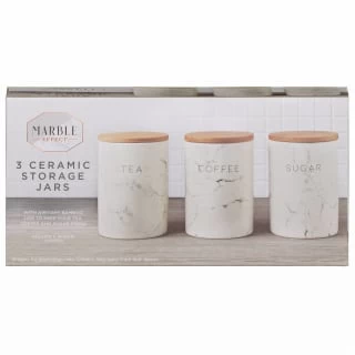 B&M Marble Effect Kitchen Canisters 3pc 4 B&M Marble Effect Kitchen Canisters 3pc - Image 2