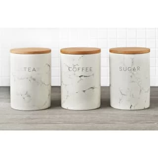 B&M Marble Effect Kitchen Canisters 3pc 3 B&M Marble Effect Kitchen Canisters 3pc
