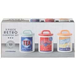 B&M Retro Canister Set 3pc -Kitchen Supplies Store 356953 storage canisters retro tea coffee sugar main