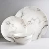B&M White Marble Effect Dinner Set 12pc -Kitchen Supplies Store 357251 marble dinner set 12pk