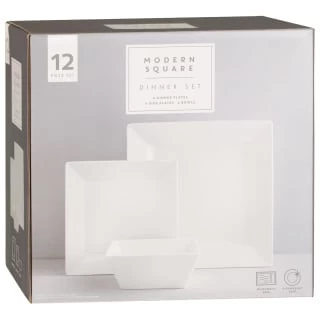 B&M Square Dinner Set 12pc 4 B&M Square Dinner Set 12pc - Image 2