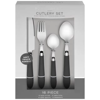 B&M Soft Touch Cutlery Set 16pc - Grey 4 B&M Soft Touch Cutlery Set 16pc - Grey - Image 2