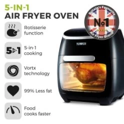 Tower 5-in-1 Air Fryer Oven 11L -Kitchen Supplies Store 357961 tower 5 in 1 air fryer oven 11l 12