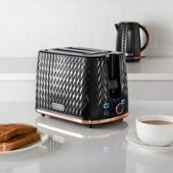 Goodmans Textured 2 Slice Toaster - Black & Rose Gold -Kitchen Supplies Store 358961 black textured 2 slice toaster