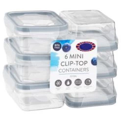 B&M Clip Top Mini Food Containers 6pk - Grey