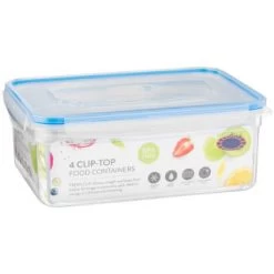 B&M Clip Top Food Containers 4pk - Blue -Kitchen Supplies Store 369681 4pk clip top food containers blue