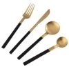 B&M Homestead Matte Black & Gold Cutlery Set 16pc -Kitchen Supplies Store 375296 homestead 16 piece black and gold cutlery 2