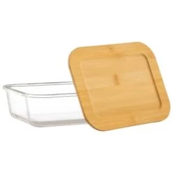 B&M Rectangular Glass Food Containers With Bamboo Lids 2pk -Kitchen Supplies Store 376824 2pk regular glass food containers