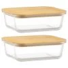 B&M Rectangular Glass Food Containers With Bamboo Lids 2pk -Kitchen Supplies Store 376824 2pk regular glass food containers 4