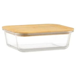 B&M Rectangular Glass Food Container With Bamboo Lid 3 B&M Rectangular Glass Food Container With Bamboo Lid