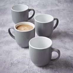 Simply Everyday Gloss Mugs 4pk - Grey -Kitchen Supplies Store 380120 4pk simply everyday mugs grey