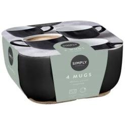 Simply Everyday Gloss Mugs 4pk - Black -Kitchen Supplies Store 380121 4pk simply everyday mugs black 2
