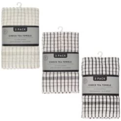 B&M Check Tea Towels - Black 3pk 11 B&M Check Tea Towels - Black 3pk -Kitchen Supplies Store 380305 380307 380309 3pk check tea towels main 1