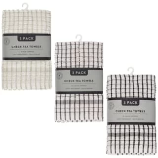 B&M Check Tea Towels - Black 3pk 7 B&M Check Tea Towels - Black 3pk - Image 5