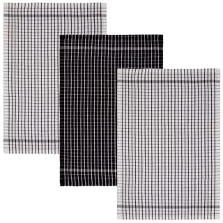 B&M Check Tea Towels - Black 3pk 4 B&M Check Tea Towels - Black 3pk - Image 2