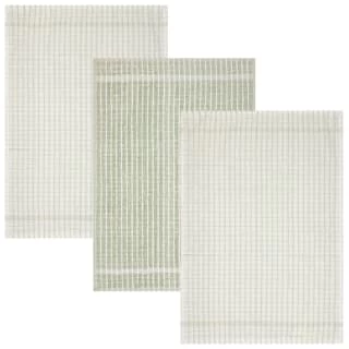 B&M Check Tea Towels - Sage 3pk 4 B&M Check Tea Towels - Sage 3pk - Image 2