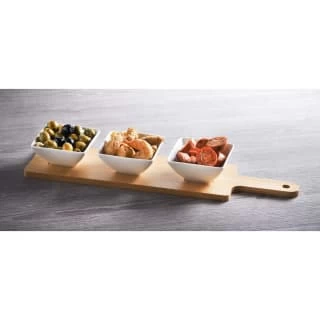B&M Set Of 3 Serving Bowls With Bamboo Tray - Square 4 B&M Set Of 3 Serving Bowls With Bamboo Tray - Square - Image 2