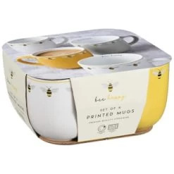 B&M Bee Happy Printed Mugs - 4pk -Kitchen Supplies Store 380506 4pk printed mugs bee happy 2