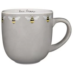 B&M Bee Happy Printed Mugs - 4pk -Kitchen Supplies Store 380506 4pk printed mugs bee happy grey