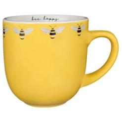 B&M Bee Happy Printed Mugs - 4pk -Kitchen Supplies Store 380506 4pk printed mugs bee happy yellow