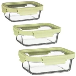 B&M Green Glass Food Container - Large -Kitchen Supplies Store 380662 380663 380664 glass food container green medium 1