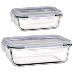 B&M Large Eco Glass Clip Lock Food Container -Kitchen Supplies Store 388506 388507 glass clip lock food container group