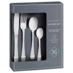 B&M Cambridge Hammered Cutlery Set 16pc -Kitchen Supplies Store 390396 16 peice cambridge cutlery set hammered