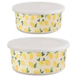 B&M Round Tubs 2pk - Lemons -Kitchen Supplies Store 392928 2pk reuse and repurpose round tubs lemon 6
