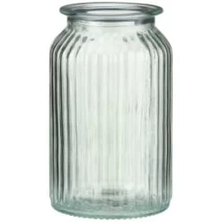 B&M Large Ribbed Glass Jar With Wooden Lid -Kitchen Supplies Store 394426 ribbed glass jar with wooden lid large 3