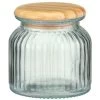 B&M Small Ribbed Glass Jar With Wooden Lid -Kitchen Supplies Store 394427 ribbed glass jar with wooden lid small 2
