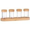 B&M Set Of 4 Glass Spice Jars With Bamboo Wood Base -Kitchen Supplies Store 394437 set of 4 glass spice jars with bamboo wood lid and base