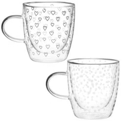 B&M Printed Double Wall Glass Mug - Spots -Kitchen Supplies Store 396479 printed double wall glass mug group