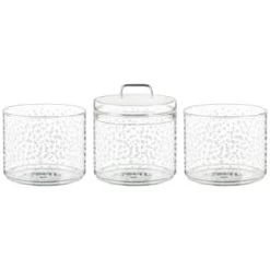 B&M Printed Glass Stackable Storage Jars 3pc - White 11 B&M Printed Glass Stackable Storage Jars 3pc - White -Kitchen Supplies Store 396484 3pk printed glass stackable storage jars white 2