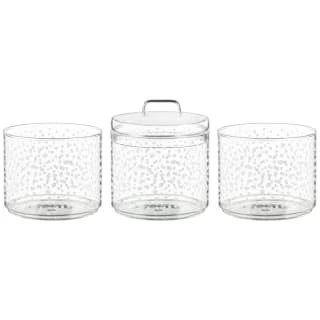 B&M Printed Glass Stackable Storage Jars 3pc - White 6 B&M Printed Glass Stackable Storage Jars 3pc - White - Image 4