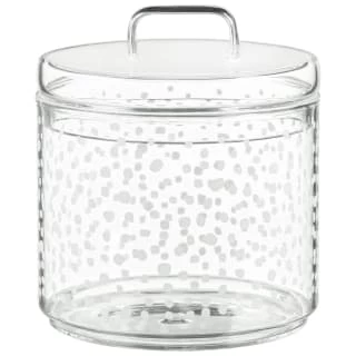 B&M Printed Glass Stackable Storage Jars 3pc - White 4 B&M Printed Glass Stackable Storage Jars 3pc - White - Image 2