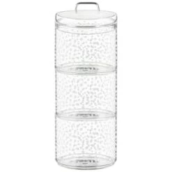 B&M Printed Glass Stackable Storage Jars 3pc - White 12 B&M Printed Glass Stackable Storage Jars 3pc - White -Kitchen Supplies Store 396484 3pk printed glass stackable storage jars white 4