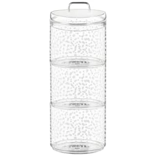 B&M Printed Glass Stackable Storage Jars 3pc - White 7 B&M Printed Glass Stackable Storage Jars 3pc - White - Image 5