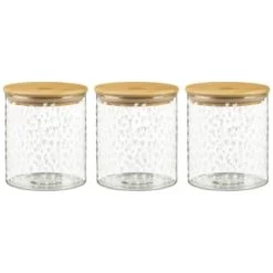B&M Printed Glass Bamboo Storage Jars 3pc -Kitchen Supplies Store 396485 3pk printed glass bamboo storage jars 2